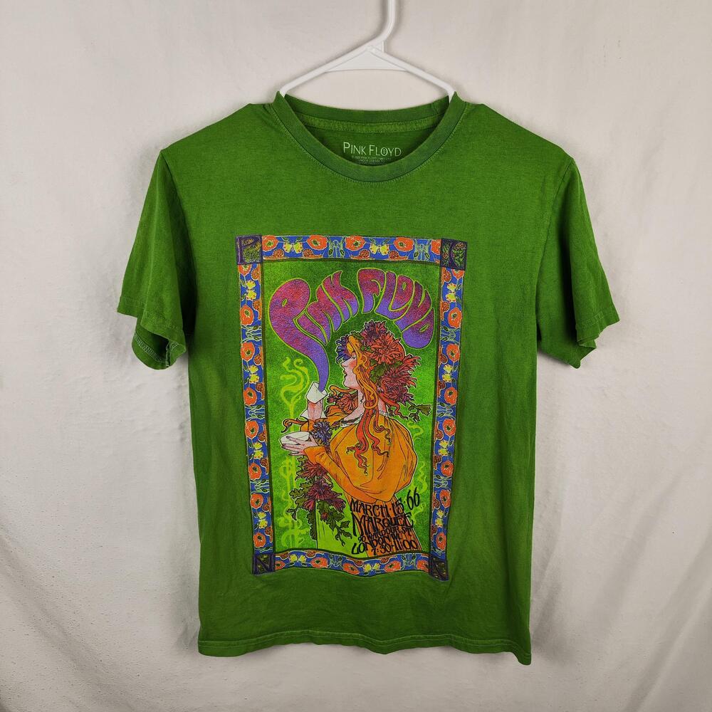 Pink Floyd Shirt Mens Small Green Psychedelic 1966 Marquee Graphic Band Tee